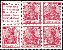 Germania 1911/12, Briefmarken Kosack + 10 Pfg Germania Magenta, Senkrechter Zusammendruck In Der üblichen Herstellungsbe - Sonstige & Ohne Zuordnung
