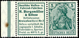 Germania 1911/12, Burgsmüller & Söhne + 5 Pfg Germania, Waagerechter Zusammendruck, Im Rand Rostspur, Zusammendruck Tade - Sonstige & Ohne Zuordnung