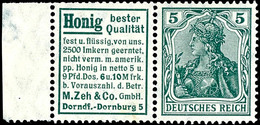 Germania 1911/12, Honig Bester Qualität M. Zeh & Co + 5 Pfg Germania, Tadellos Postfrisch, Im Seitenrand Alterungsspur - - Sonstige & Ohne Zuordnung