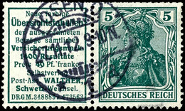 Germania 1911/12, Reklame 16 + 5 Pfg Germania, Waagerechter Zusammendruck, Gestempelt "POSEN 27.11.12", Durch Heftchensc - Sonstige & Ohne Zuordnung