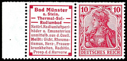 Bad Münster Am Stein + 10 Pfg Germania, Waagerechter Zusammendruck, Tadellos Postfrisch, Fotoattest Dr. Oechsner BPP, Mi - Sonstige & Ohne Zuordnung