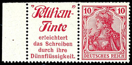 Pelikan Tinte + 10 Pfg Germania, Waagerechter Zusammendruck, Tadellos Postfrisch, Fotoattest Dr. Oechsner BPP, Mi. 1.250 - Sonstige & Ohne Zuordnung