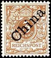 3 Pfg Krone/Adler Mit Diagonalaufdruck "China", Hellockerbraun, Tadellos Postfrisch, Mi. 500.-, Katalog: 1Ib ** - Deutsche Post In China