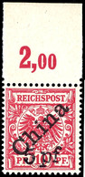 5 Pf. Auf 10 Pfg Krone/Adler Mit Diagonalaufdruck "China", Sog. Futschau-Provisorium Tadellos Postfrisch Vom Oberrand (d - Deutsche Post In China