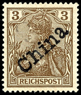 3 Pfg Germania Reichspost Mit Handstempelaufdruck "China", Postfrisch, Fotoattest Jakubek, Mi. ** 3.000 / * 750 Anmerkun - Deutsche Post In China