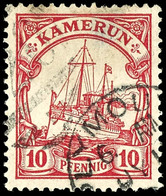 "PLYMOUTH SHIP-LETTER JY ...", K1 Als Anlandestempel Auf Kamerun 10 Pfg Kaiseryacht, Mängel, Seltener Stempel  O - Camerun