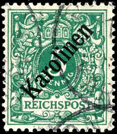 5 Pfennig Krone/Adler Mit Diagonalem Bdr.-Aufdruck "Karolinen", Tadellos Gestempelt "Ponape", Fotoattest Jäschke-Lantelm - Caroline Islands