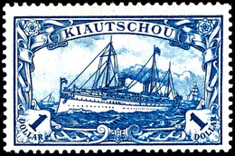 1 Dollar Kaiseryacht, B-Zähnung, Tadellos Postfrisch, Gepr. Bothe BPP, Mi. 450.-, Katalog: 25B ** - Kiaochow