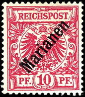 10 Pfg Krone/Adler Mit Daigonalem Aufdruck "Marianen", Tadellos Postfrisch, Gepr. Steuer VÖB, Mi. 700.-, Katalog: 3I ** - Mariannes