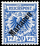 20 Pfg Krone/Adler Mit Daigonalem Aufdruck "Marianen", Tadellos Postfrisch, Gepr. Drahn, Mi. 700.-, Katalog: 4I ** - Marianen