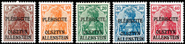 Nicht Ausgegeben: 5 Pfg Bis 40 Pfg Germania Ausgabe 1920 Mit Dreizeiligem Bdr.-Aufdruck "Plebiscite Olsztyn Allenstein", - Autres & Non Classés