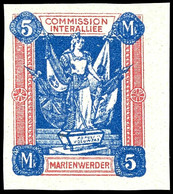 5 Mark Ultramarin/rot Frauengestalt, Postfrisch Ungezähnt, Fotoattest Klein VPP "echt, Einwandfrei", Mi.800,-, Katalog:  - Sonstige & Ohne Zuordnung