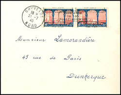 50 Cent Sondermarke "100 Jahre Zugehörigkeit Algeriens Zu Frankreich", Viererblock Mit Versetzten Handstempel-Aufdruck I - Sonstige & Ohne Zuordnung