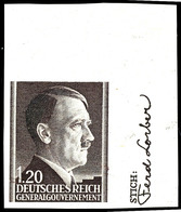 1, 20 Zl. Hitler, Ungezähnt Aus Der Rechten Oberen Bogenecke, Postfrisch, Fotoattest Pfeiffer BPP, Mi. 280.-, Katalog: 8 - Autres & Non Classés