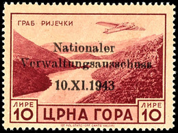 10 L. Flugpostmarke, Tadellos Postfrisch, Seltene Marke, Auflage Nur 1.000 Stück, Gepr. Wallner, Dr. Dub Und Fotoattest  - Deutsche Bes.: Montenegro