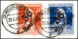 24 Und 75 Pfennig Stephan Type B, Briefstück, Kabinett, Michel 470,-  Gepr. Modry BPP, Katalog: IIIaVII,IIIbVII BS - Other & Unclassified