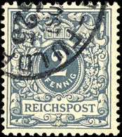 2 Pfg Krone/Adler Mit Plattenfehler I "C In Reichspost Mit Anstrich Wie G", Tadellos Gestempelt, Mi. 180.-, Katalog: 52I - Autres & Non Classés