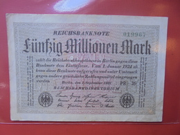 Reichsbanknote 50 MILLIONEN MARK 1923 VARIETE N°1 - 50 Millionen Mark