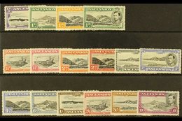 1938-53  Pictorial Definitive Set, SG 34b/47b, Fine Mint (16 Stamps) For More Images, Please Visit Http://www.sandafayre - Ascension (Ile De L')