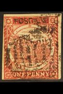 NEW SOUTH WALES  1850 1d Carmine Sydney View On Laid Paper, SG 13, Close To Good Margins And Barred Cancel, Contemporary - Autres & Non Classés