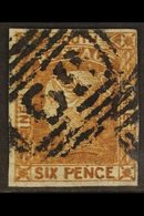 NEW SOUTH WALES  1852-53 6d Chocolate-brown Laureated, SG 75, Four Margins And Neat Numeral Cancel "58" (?) For More Ima - Autres & Non Classés