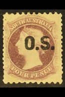 SOUTH AUSTRALIA  OFFICIAL 1876-85 4d Deep Mauve "O.S." Overprint Perf 10x11½-12½, SG O17, Fine Mint, Showing Broken Top  - Other & Unclassified
