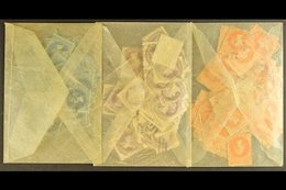 SOUTH AUSTRALIA  1860-1870 INTERESTING USED HOARD With Many Shades & Postmark Interest In Three Old Glassine Packets, In - Sonstige & Ohne Zuordnung