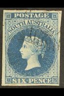 SOUTH AUSTRALIA  1855 6d Deep Blue Imperf, SG 3, Superb Used. A Beauty. For More Images, Please Visit Http://www.sandafa - Autres & Non Classés