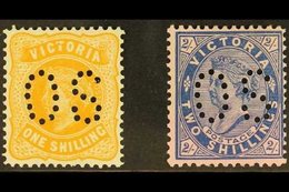 VICTORIA  OFFICIALS. 1901 1s & 2s Each Perfin "OS", Bw V116Ab & V120Ab, Very Fine Mint (2 Stamps) For More Images, Pleas - Other & Unclassified