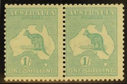 1915-27  1s Blue-green Roo, Die IIB, Watermark Sideways, SG 40ba (BW 33aa) Fine Mint Horiz Pair Which Nicely Shows A Ful - Sonstige & Ohne Zuordnung