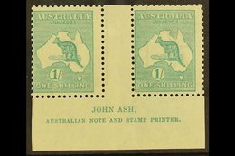 1915-27  1s Blue-green Roo, Die IIB (SG 40b), Ash Imprint Pair With "N" Over "A", BW 33zd, Fine Mint. For More Images, P - Andere & Zonder Classificatie