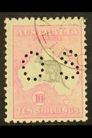 1915-28  10s Grey And Pink Kangaroo, OS Perfin, SG O51, Fine C.t.o. For More Images, Please Visit Http://www.sandafayre. - Sonstige & Ohne Zuordnung