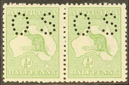 OFFICIAL  1914 ½d Green Roo With "OS" Perfin, SG O16, Never Hinged Mint Horizontal PAIR, Fresh. (2 Stamps) For More Imag - Altri & Non Classificati