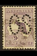 OFFICIAL  1913 9d Violet Roo Punctured 'OS', SG O9, Fine Cds Used, Nice Centring, Fresh. For More Images, Please Visit H - Altri & Non Classificati