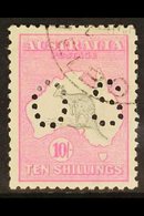 OFFICIAL  1915-28 10s Grey & Pink Roo Punctured 'OS', SG O51, Fine Cds Used Cancelled To Order, Fine Centring, Very Fres - Other & Unclassified