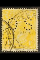 OFFICIAL  1914-21 4d Lemon-yellow KGV Head Punctured 'OS', SG O41c, Fine Cds Used, Centred To Upper Left, Very Fresh. Fo - Other & Unclassified