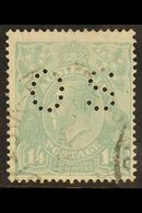 OFFICIAL  1926-30 1s4d Pale Greenish Blue KGV Head Perf 14 Punctured 'OS', SG O96, Fine Cds Used, Centred To Lower Right - Other & Unclassified