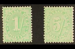 POSTAGE DUES  1908 1s And 5s Dull Green, Stroke After Figure Of Value, SG D58/9, Very Fine Mint. (2 Stamps) For More Ima - Other & Unclassified