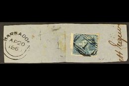 1860  (1d) Deep Blue, Pin Perf 14, Britannia, SG 15, Fine Used On Cds Dated Piece, Perfs To 4 Sides But Roughly Separate - Barbades (...-1966)