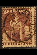 1873  3d Brown-purple Britanniia, SG 63, Neat 1873 Cds Used. For More Images, Please Visit Http://www.sandafayre.com/ite - Barbades (...-1966)