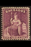 1875-81  1s Purple Britannia, Watermark To Right, SG 81w, Fine Mint. For More Images, Please Visit Http://www.sandafayre - Barbados (...-1966)