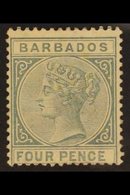 1882  4d Grey Queen, SG 97, Unused Without Gum. For More Images, Please Visit Http://www.sandafayre.com/itemdetails.aspx - Barbados (...-1966)