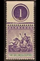 1892-1903  2s.6d. Violet And Green, SG 115, Superb Never Hinged Mint Upper Plate Number Example. For More Images, Please - Barbados (...-1966)