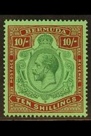 1924-32  10s Green And Red On Deep Emerald, SG 92g, Superb Nhm. For More Images, Please Visit Http://www.sandafayre.com/ - Bermudes