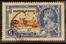 1935  6c Brown & Deep Blue Jubilee DOT TO LEFT OF CHAPEL Variety, SG 302g, Fine Used. For More Images, Please Visit Http - Brits-Guiana (...-1966)