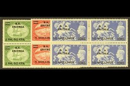 ERITREA  1951 2s50 - 10s Festival  High Val Surcharges, SG E30/32, In Never Hinged Mint Blocks Of 4. (12 Stamps) For Mor - Africa Orientale Italiana