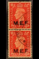 M.E.F.  1942 1d Scarlet Ovptd Type M2/2a, Vertical Se-tenant Pair Ovptd Rough And Regular Lettering, SG M6b, Fine Used.  - Africa Orientale Italiana