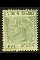 1883  ½d Dull Green, Variety "top Left Triangle Detached", SG 27b, Very Fine Mint. For More Images, Please Visit Http:// - British Virgin Islands