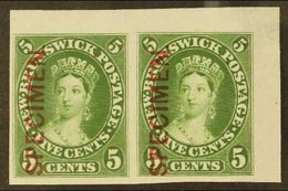 1860  5c Sap Green Plate Proof On India, Vertically Ovptd "Specimen", Uni 8Pii, Superb Horizontal Corner Pair With Large - Sonstige & Ohne Zuordnung