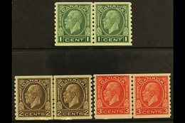 1932-33  Coil Stamps Imperf X Perf 8½ Complete Set, SG 326/28, Fine Mint (1c & 3c Are NHM) Horiz PAIRS, Very Fresh. 93 P - Other & Unclassified